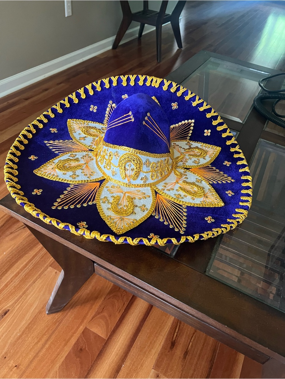 Sombrero, Purple Velvet Hat with Gold Trim